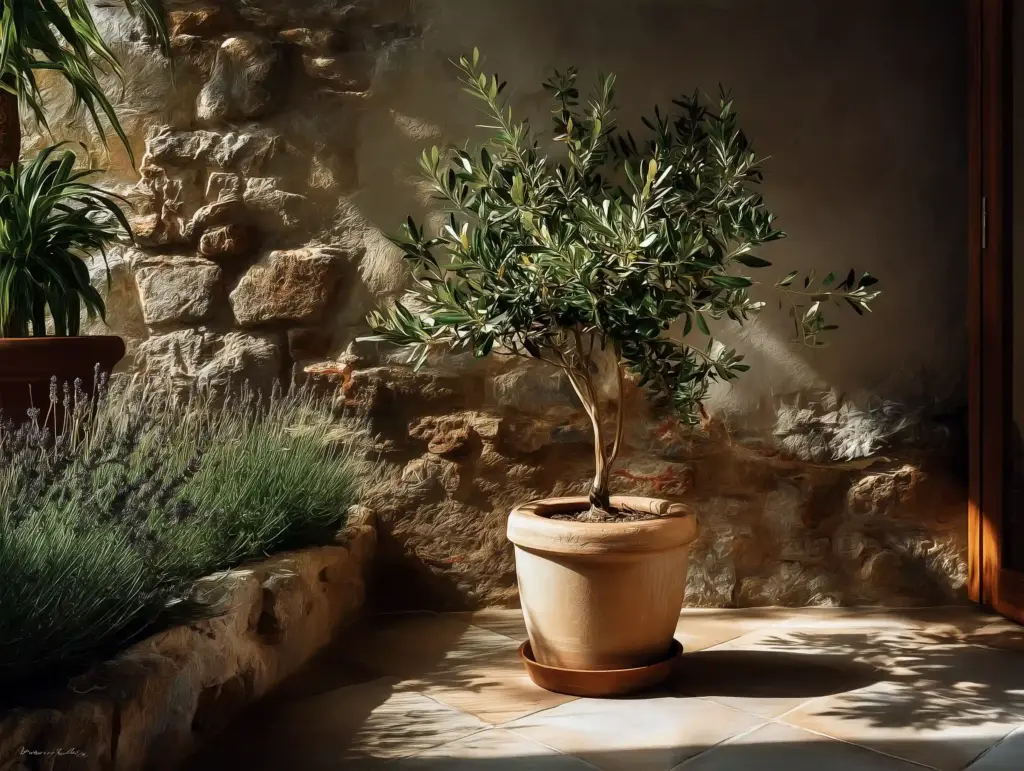 Mediterraner Olivenbaum im Topf