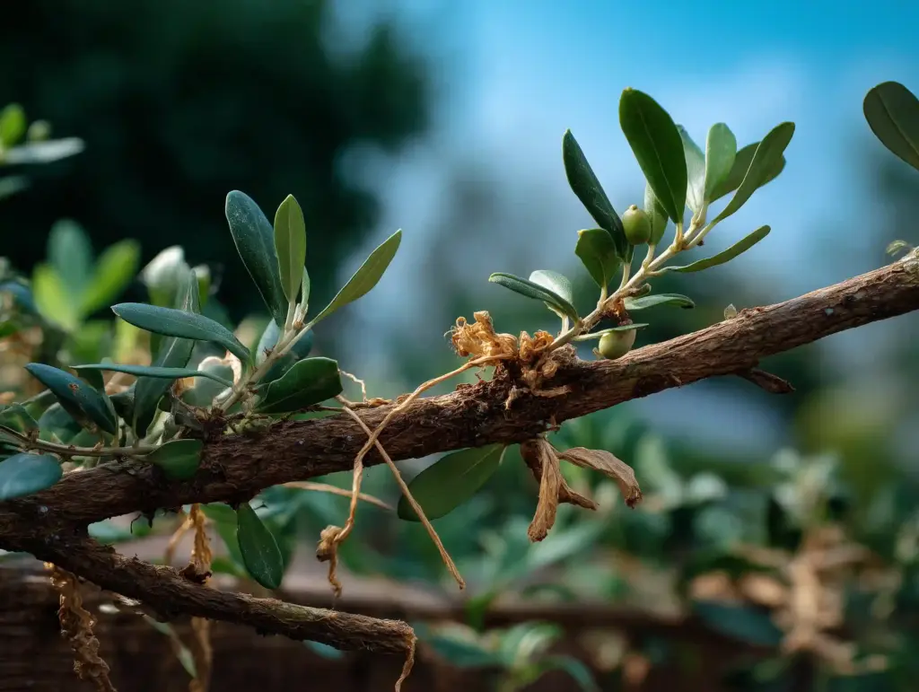 Von der verticillium Welke befallener Olivenbaum